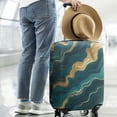 thumbnail image 2 of Teal Gold Marble Pattern Luggage Cover Fashion Suitcase Cover Baggage Covers Fit 25-28 Inch Luggage (Go Travel), 2 of 5