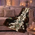thumbnail image 5 of Vertical Diamond Chain Across Dark spotted cattle pattern Patches, Soft Flannel Blanket with Rustic Southwestern Print, Housewarming Gift and Home Decor for Bedroom and Living Room, 5 of 7