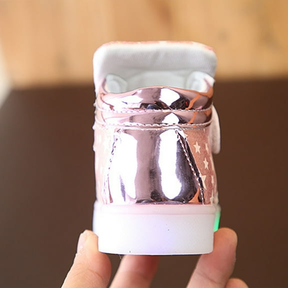 WEUVEB Kids Girls Light Up Sneakers PU Shoes 1 Pair Comfortable Daily Wear Footwear