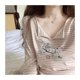 thumbnail image 4 of Sanrio Hello Kitty camiseta de manga larga con estampado de dibujos animados para mujer Y2K Sweet Girl Graffiti Slim Fit moda versátil Top otoño, 4 of 4