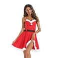 thumbnail image 3 of Women's 3 Piece Mrs. Claus Santa Costume Cosplay Christmas Dress Costume Holiday Velvet A Line Dress with Belt Hat, 3 of 9