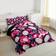 thumbnail image 3 of jejeloiu Pitaya Queen Comforter Set,Tropical Fruit Bedding Sets,Pink Black Bedding Comforter Set For Men Women,Super Cozy Room Decor Reversible,3pcs, 3 of 8