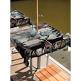 thumbnail image 2 of Square Outdoor Tablecloth with Umbrella Hole Teal Brown Deer Silhouettes Outside Table Cloth Waterproof Patio Table Cover Trees Wooden Retro Art Farmhouse Zipper Tablecloths for Picnic 54x54 Inch, 2 of 8