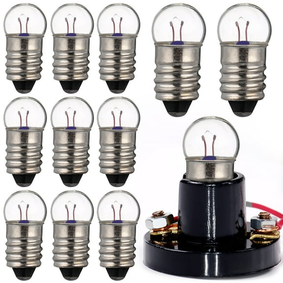 10 Pcs Small Electric Light Beads E10 Light Bulbs 2.5V 0.3A Student Physics Experiment Small Bulb Lamps