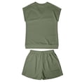 thumbnail image 4 of MuXiKeJi Clothes Womens 2 Piece Linen Sets Summer Vacation Outfits V Neck Puff Sleeve Tops Wide Leg Pants Matching Sets, 4 of 8