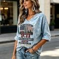 thumbnail image 6 of xunjiayanmaoyi Women's 9/11 Memorial T-Shirt 25th Anniversary Loose V-Neck 3/4 Sleeve Acid Wash Tee Soft Fabric S-5XL 9 Colors 1 Pc for Everyday/Patriotic Wear, 6 of 6