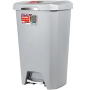 Hefty Kitchen Trash Can, 12.1 Gallon Plastic Step Garbage Bin with Soft Close Foot Pedal Lid, Gray