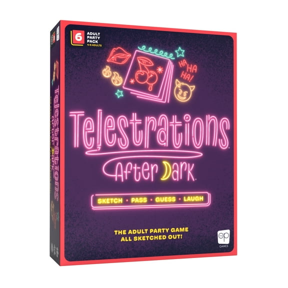 Telestrations: After Dark 6 Player 2nd Edition Board Game, Adults-Only Laugh Out Loud Must Have Party Game, Sketch What You Read & Guess What You Saw, New Look, Same NSFW Fun, 4-6 Player, by USAopoly