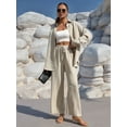thumbnail image 5 of Women'S Summer Long Suit Two-Piece Shirt Top Trousers Casual Beach Vacation Two-Piece Sportswear  S, 5 of 8