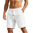 thumbnail image 2 of Men's Casual Summer Shorts Elastic Waist Drawstring Lightweight Cotton Linen Beach Lounge Wear with Side Pockets Comfortable Everyday Relaxed Fit Bottoms, 2 of 6