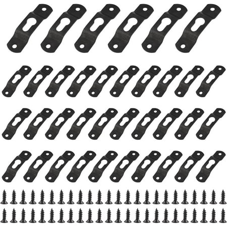 

Keyhole Hangers with Screws 36Pcs Iron Keyhole Hanging Plates Keyhole Picture Frame Hangers Hidden Keyhole Hanging Fasteners for Mirror Picture Frame (Black)