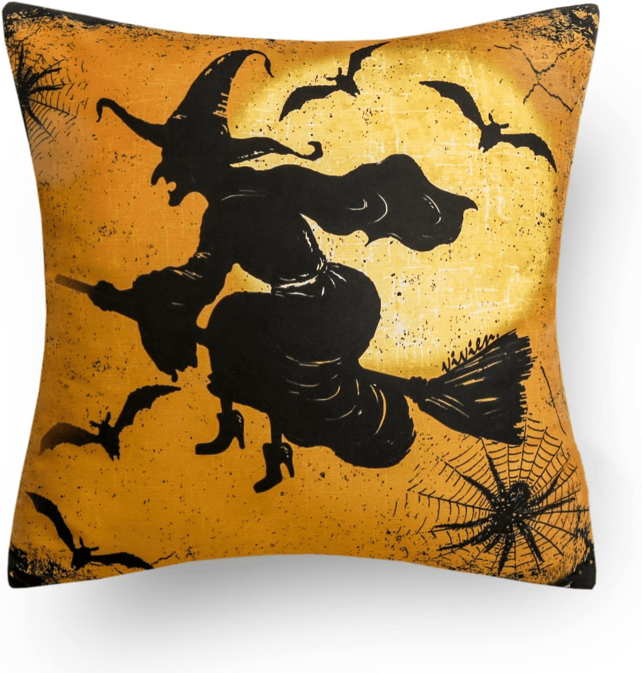 Halloween Spider Throw Pillow Gold/ Black Beaded 14x14 Goth