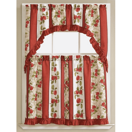 Apples On Vine Complete  3 Pc Kitchen  Curtain Tier Swag 