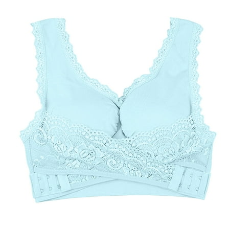 

Noarlalf sports bras for women Women s Front Side Buckle Lace Edge Without Steel Ring Movement Seamless Gathering Adjustment Yoga Sleep Large Bra bras for women