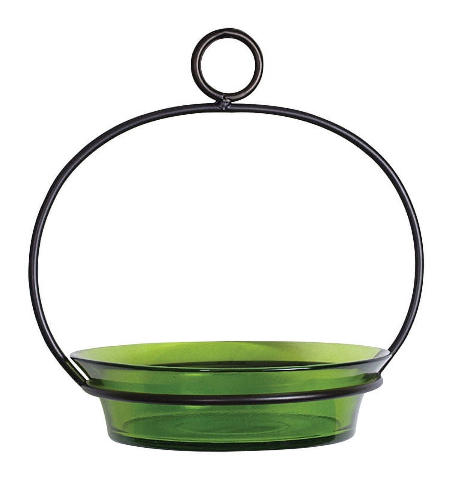 Mosaic Birds Recycled Glass & Metal Cuban Hanging Bird Bath Bowl - Bird Feeders for Outdoors - Lawn Décor - Lime