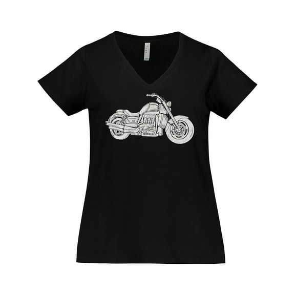 Inktastic Distressed Motorcycle Women's Plus Size V-Neck T-Shirt
