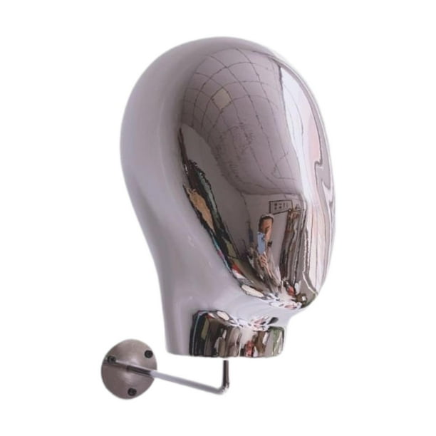 Cabeza de maniquí, soporte para exhibición de pelucas, compacto, multiusos, elegante, para exhibir sombreros, montaje en pared para centro comercial. Plata