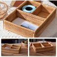 thumbnail image 4 of Rattan Basket Divided Woven Storage Case 3- Compartment Wicker Organizer, 4 of 8