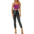 thumbnail image 2 of INSPIRE CHIC Women's Sequin Velvet Spaghetti Strap Club Party Crop Cami Top, 2 of 6