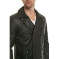 thumbnail image 2 of Noora Men's Black Notched collar leather jacket With Belted Designer Button With Zipper Pocket Biker Rider Jacket   SU015, 2 of 7