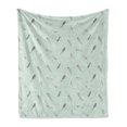 thumbnail image 1 of Minimalist Soft Flannel Fleece Throw Blanket, Abstract Feather Sketch Hand Drawn on Simplistic Background, Cozy Plush for Indoor and Outdoor Use, 60" x 80", Mint Green Pale Grey, by Ambesonne, 1 of 5