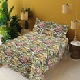 thumbnail image 2 of Ambesonne Floral Design Fitted & Flat Sheet with Sham 3 Pcs Set, Garden Rose Flowers, Twin, Pale Olive Green Apricot, 2 of 5