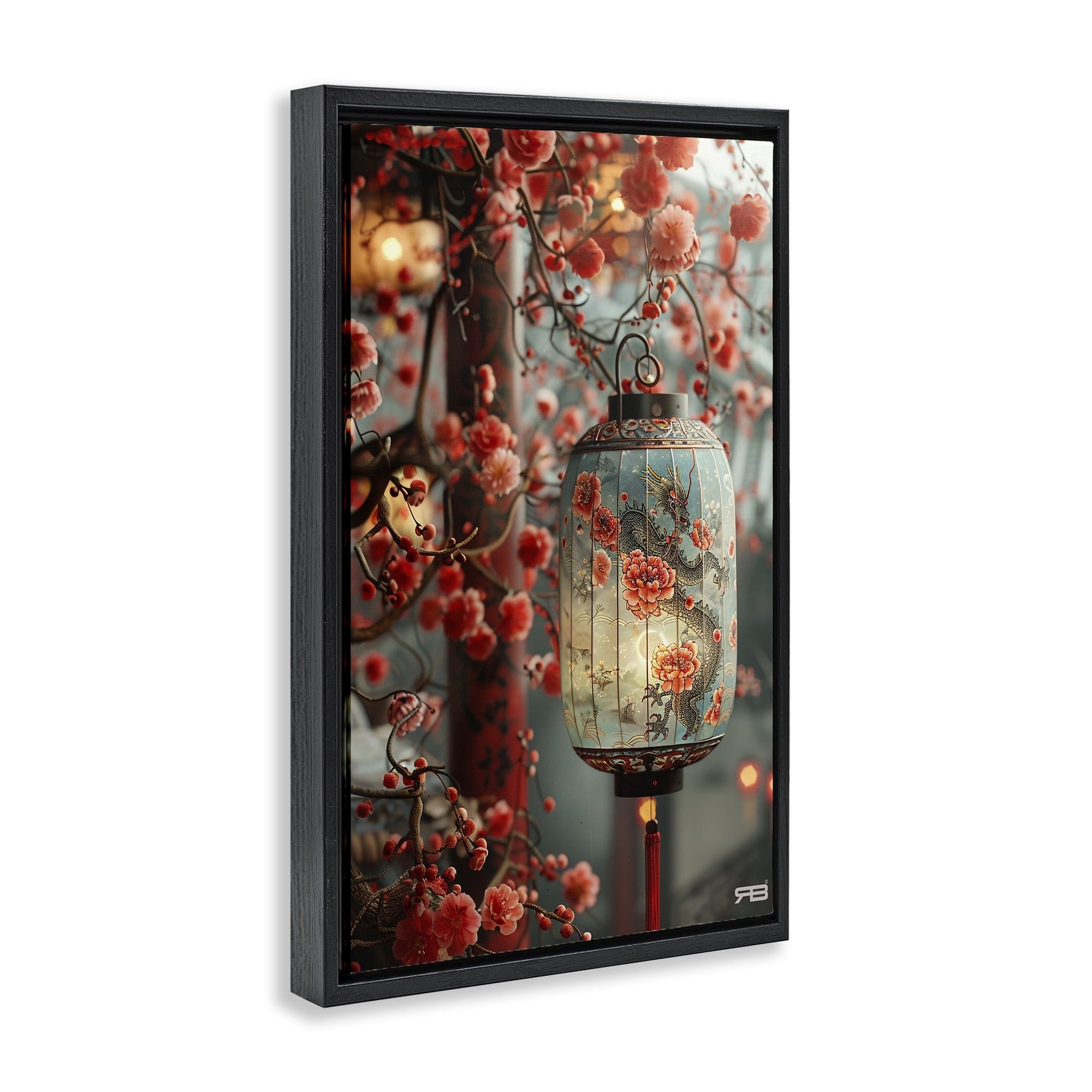 Stupell Industries Florals with Asian Motif Botanical & Floral Painting Black Floater Framed Art Print Wall Art, 17 x 25