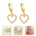 thumbnail image 3 of 1 Pair Rhinestone Earrings Copper Earrings Heart Shaped Earring Jewelry, 3 of 9