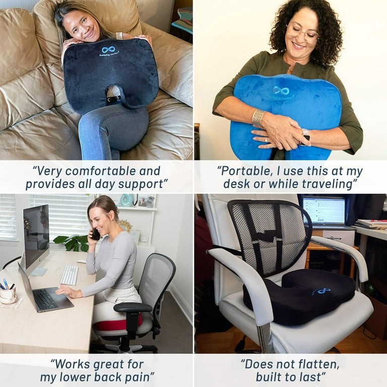 Everlasting Comfort Seat Cushion Pure Memory Foam Cushion for Long Sitting  Hours, Black 