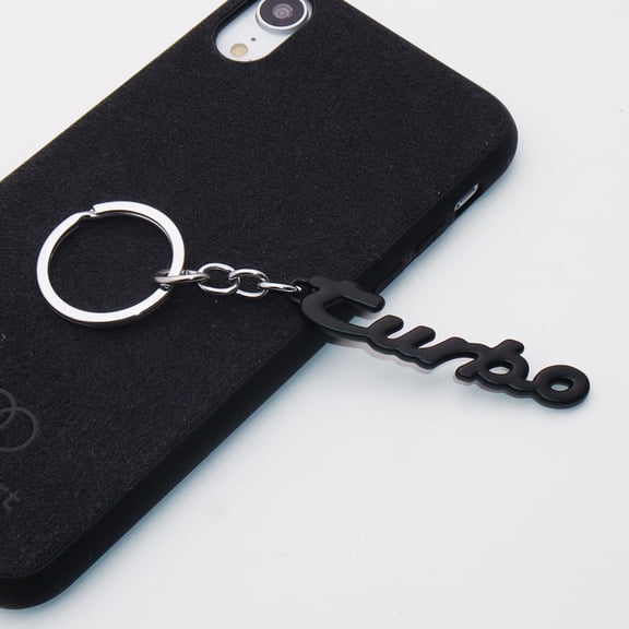 Universal Black Turbo Alloy Car Keychain Ring Decoration Gift Emblem Sport SUV