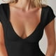 thumbnail image 3 of Camiseta elegante con cuello en V para mujer: top informal de color liso que realza la figura, 3 of 6