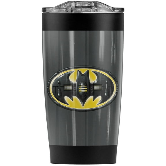 Batman Bat Mech Logo Stainless Steel Tumbler 20 oz Coffee Travel Mug/Cup, Vacuum Insulated & Double Wall with Leakproof Sliding Lid | Great for Hot Drinks and Cold Beverages