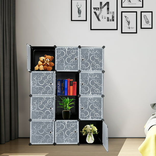Urhomepro 12 Cube Storage Shelves Diy, Plastic Storage Shelves With Doors