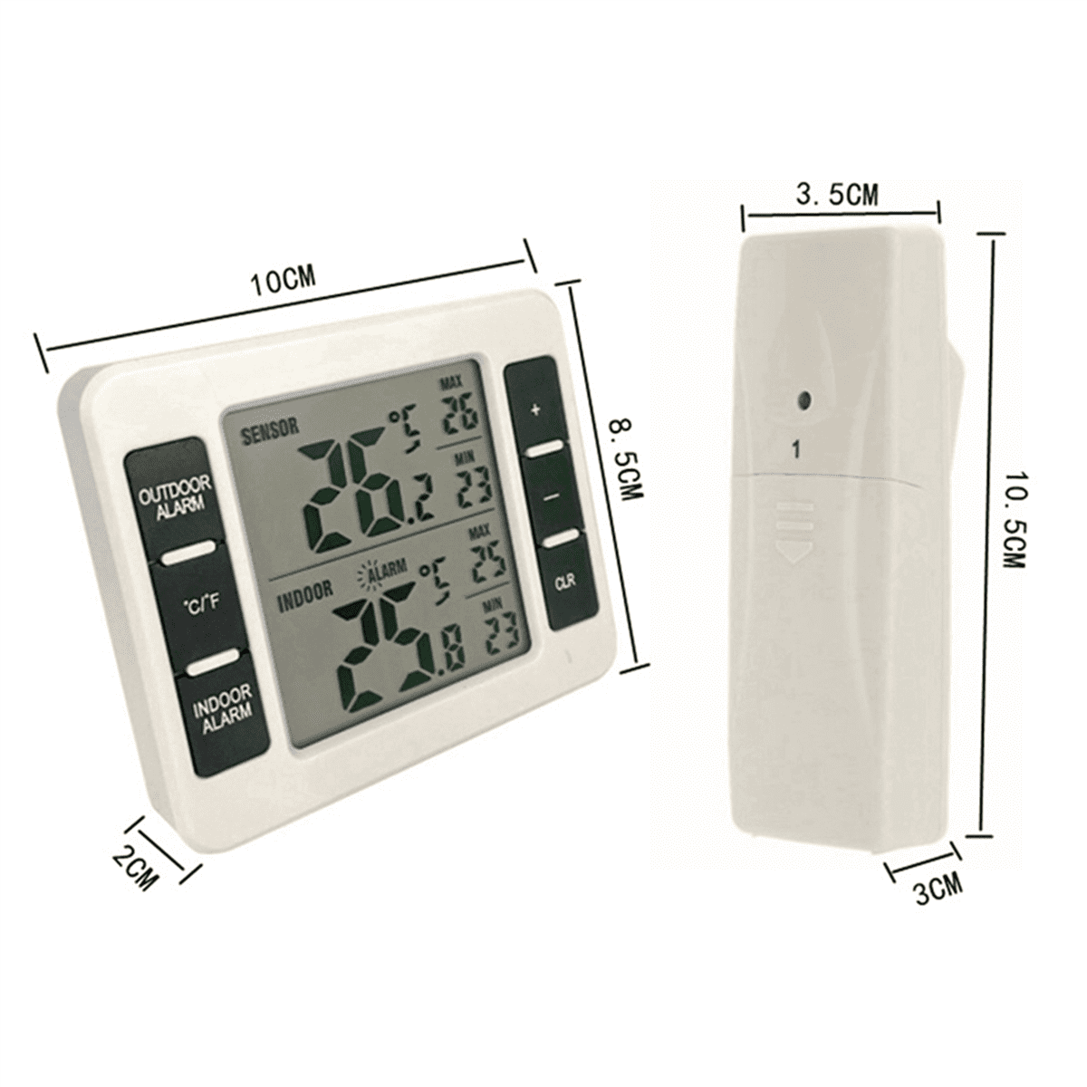 2X Wireless Refrigerator Thermometer Digital Freezer Thermometer Temperature Monitor with 4 Sensors for Indoor Outdoor