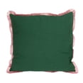 thumbnail image 4 of Creative Co-Op Cotton Blend Velvet Printed Pillow with Floral Pattern and Eyelash Fringe, Green, Pink and Orange Color, 4 of 5
