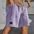 thumbnail image 2 of LIIPEE Men Casual Shorts Solid Color Loose Fit Elastic Waist Drawstring Jacquard Shorts With Pockets Male Stylish Hiking Shorts,Purple,Xxxl, 2 of 5