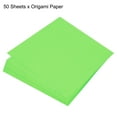 thumbnail image 3 of Uxcell Origami Paper Double Sided Sheet for Art Craft Project Beginner 50 Sheets Grass Green 8x8 inch, 3 of 5