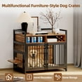 thumbnail image 4 of TROPOW Meuble Cage pour Grand Chien de 48 Pouces, Enclos pour Chien en Bois Robuste avec 2 Tiroirs de Rangement, Mangeoire Surélevée Réglable à 360°, Doubles Portes, Cage Intérieure pour Chiens Grands Ou Moyens, 4 of 7