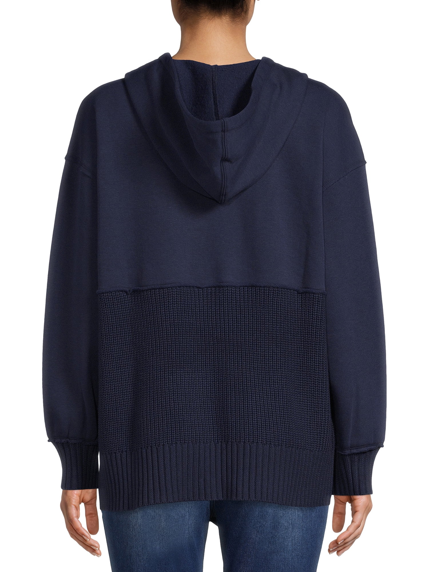 Time and Tru Women's Mixed Media Hoodie 