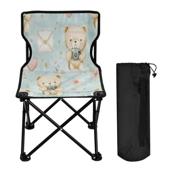 YAZAOO Camping Chairs Modern Playful Bears with Hearts Pattern Folding chair