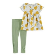 Carter's Child of Mine Baby and Toddler Girl Fruit Short Sleeve Top and Legging, 2 Piece Outfit Set, 12 Months-5T