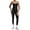 Black, variant on PISONIC Women Two Pieces Workout Set Tank Top Color Block High Waist Leggings Gym Work Outfits with Pockets