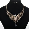 thumbnail image 4 of Kripyery Retro Multicolor Rhinestone Hollow Peacock Bib Necklace Ear Studs Jewelry Set, 4 of 8