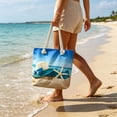 thumbnail image 4 of Guodhu waterproof and sandproof beach bags,Large Canvas Beach Tote Bag for Women with Rope Handle, Waterproof Sandproof Summer Travel Bag for Vacation Pool Gym,travel beach bag(E), 4 of 6