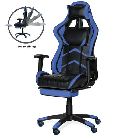 Best Choice Products Ergonomic High Back Executive Office Computer Racing Gaming Chair with 360-Degree Swivel, 180-Degree Reclining, Footrest, Adjustable Armrests, Headrest, Lumbar Support, (Best Gaming Computer Chair 2019)