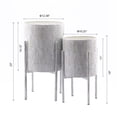 thumbnail image 2 of LuxenHome Set of 2 White Leaf Embossed Metal Cachepot Planters with White Stand, 2 of 8