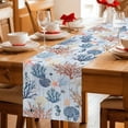 thumbnail image 5 of Blue Coastal Table Runner - 36 Inch Long Coral Shell Starfish Seahorse Summer Beach Cotton and Linen Blended Dress Scarves Farmhouse Table Runner for Kitchen Dining, Coffee Table, 13" x 36", 5 of 8