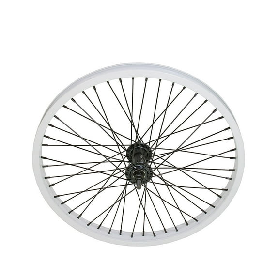 Bike 20 x 2.125 Alloy Front Wheel 48 Spoke 14gSS/Black 3/8 Axle Sealed Bearing Double Wall White.