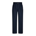 thumbnail image 4 of Yindaity Men Linen Pants Pleated Front Trouser Solid Color Linen Trouser Casual Pants Loose Fit Straight Leg Suit Trousers Dark Blue,M, 4 of 6