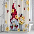 thumbnail image 3 of Flower Gnome Shower Curtain for Bathroom Decor, White Yellow Flowers Daisy Ladybug Spring Vintage Linen Waterproof Fabric Shower Curtain, 54"x78" Set with 12 Hooks, 3 of 9